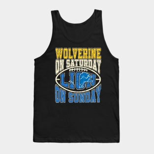 Wolverine On Saturday Lion On Sunday Detroit Tank Top